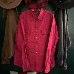 J.Crew L/S Heritage Twill Two-Pocket Workshirt Red Raspberry
